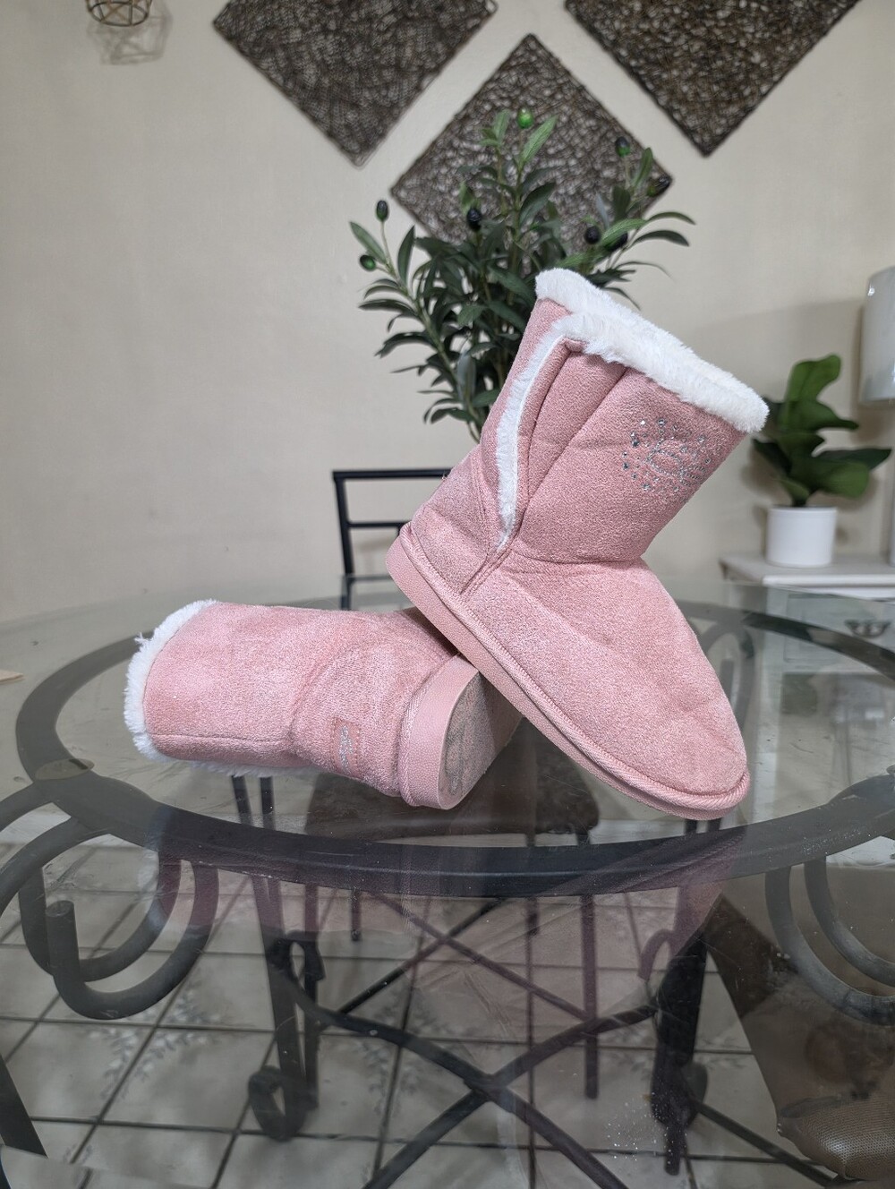 bebe girls' faux suede faux fur-lined boots - youth size 3
